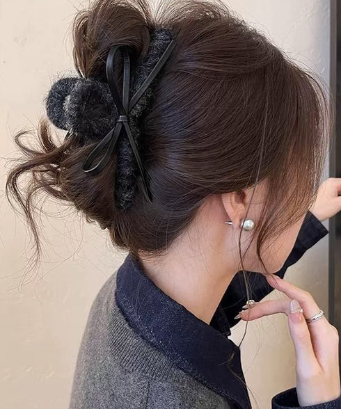 ヘアクリップバンスクリップ秋冬レディース リボンヘアアクセサリー韓国風可愛い しっかり挟めるまとめ髪簡単 オフィスカジュアル髪飾り 大人ヘアアレンジ ハーフアップ 21SHIPIN-122